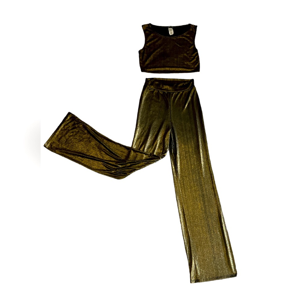 Shimmer Gold Two Piece (Crop top)